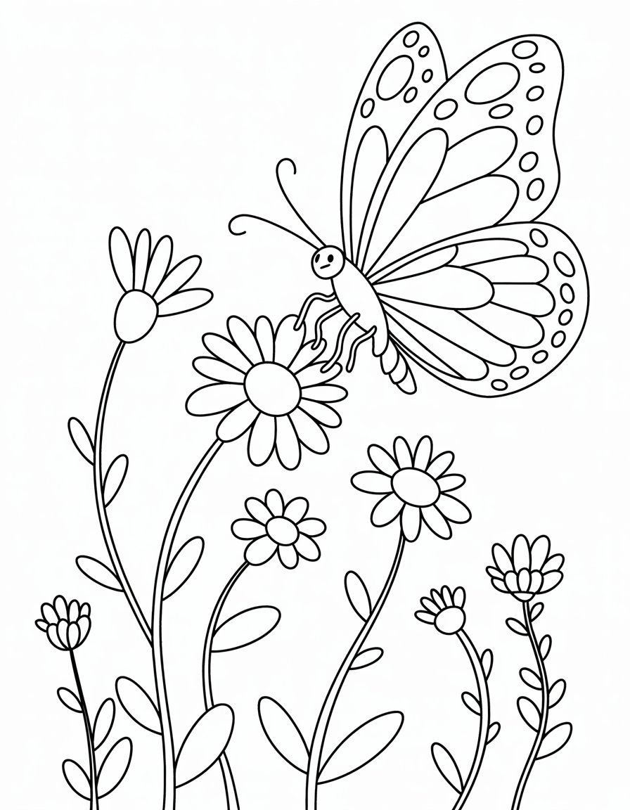 Butterfly on Wildflowers